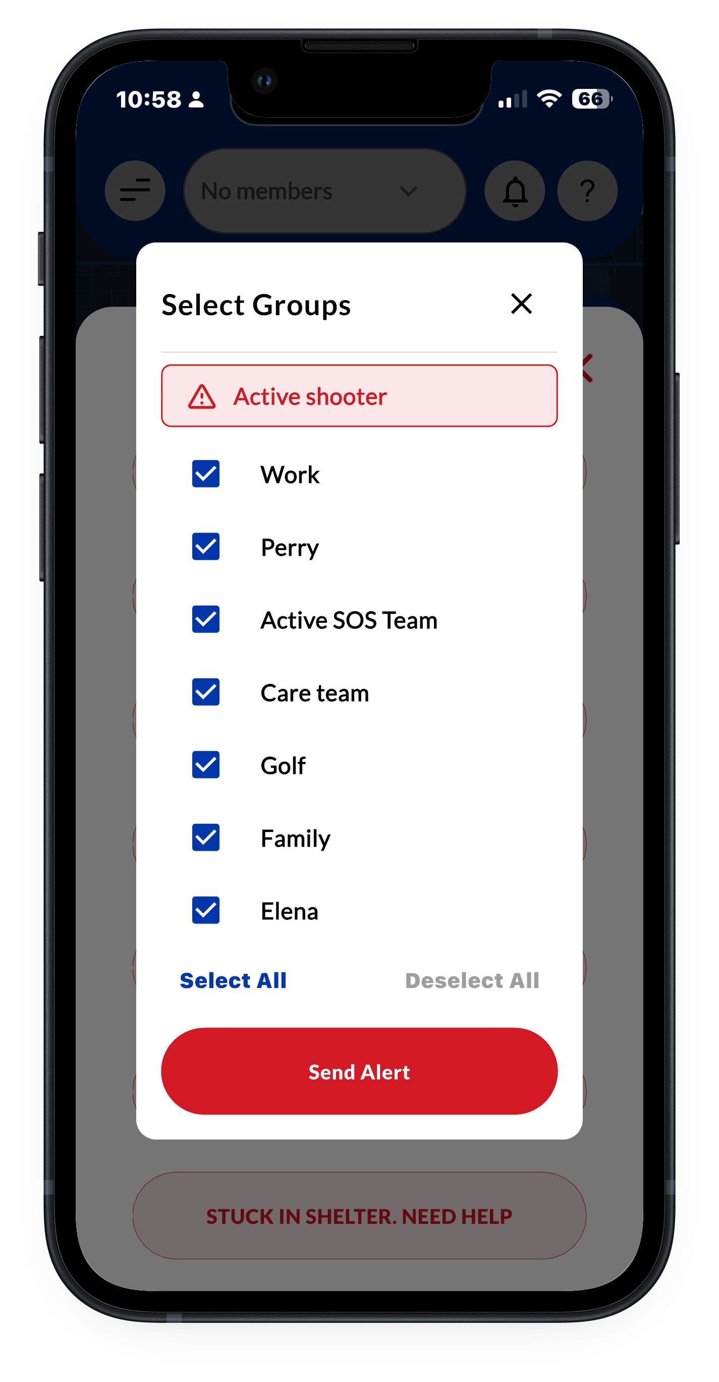 Groups & Emergency Contacts — Active SOS